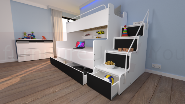 Modern Tripe Double Bunk Bed Solid Storage Bed Child Youth Small Single Small Double Sleeping Surfaces Boy Girl Bedroom "MAX 3M" - Image 12