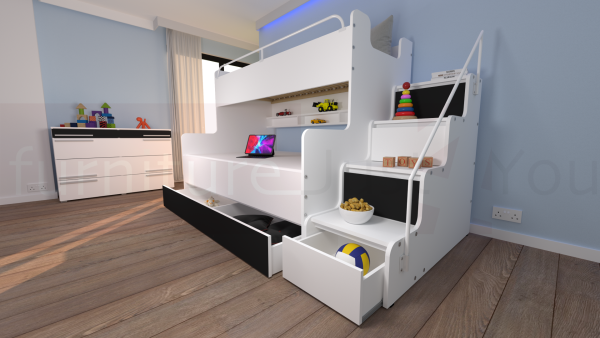 Modern Tripe Double Bunk Bed Solid Storage Bed Child Youth Small Single Small Double Sleeping Surfaces Boy Girl Bedroom "MAX 3M" - Image 10