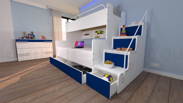 Modern Tripe Double Bunk Bed Solid Storage Bed Child Youth Small Single Small Double Sleeping Surfaces Boy Girl Bedroom "MAX 3M" - Image 13