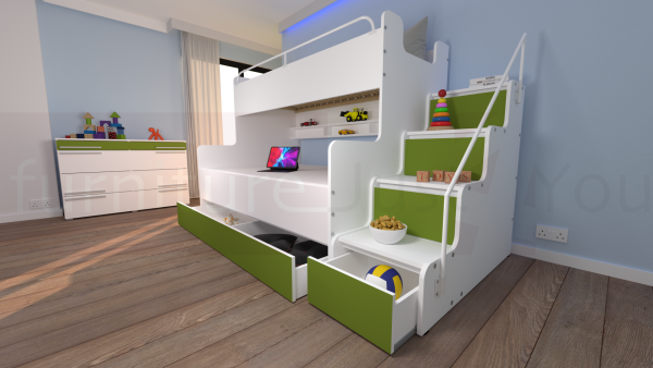 Modern Tripe Double Bunk Bed Solid Storage Bed Child Youth Small Single Small Double Sleeping Surfaces Boy Girl Bedroom "MAX 3M" - Image 17