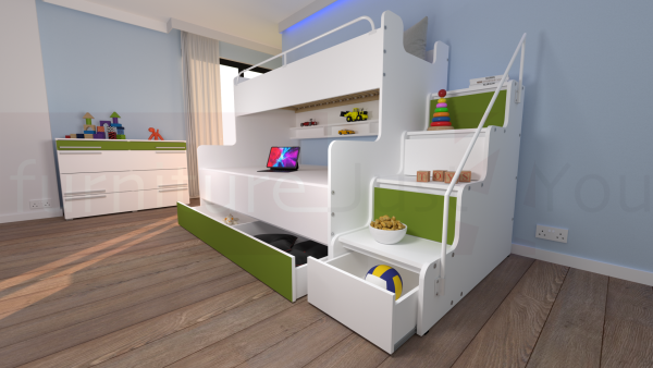 Modern Tripe Double Bunk Bed Solid Storage Bed Child Youth Small Single Small Double Sleeping Surfaces Boy Girl Bedroom "MAX 3M" - Image 8