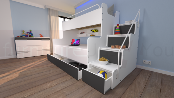 Modern Tripe Double Bunk Bed Solid Storage Bed Child Youth Small Single Small Double Sleeping Surfaces Boy Girl Bedroom "MAX 3M" - Image 18