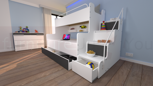 Modern Tripe Double Bunk Bed Solid Storage Bed Child Youth Small Single Small Double Sleeping Surfaces Boy Girl Bedroom "MAX 3M" - Image 7