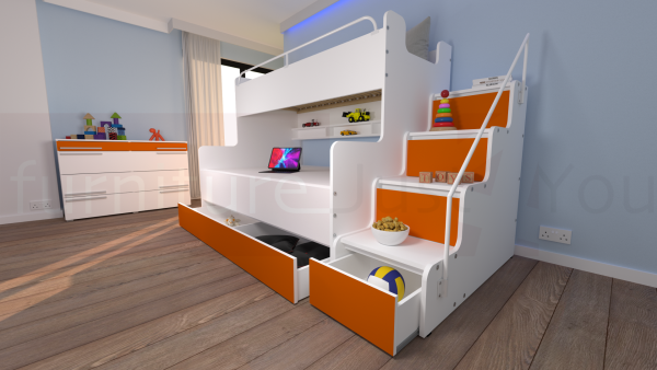 Modern Tripe Double Bunk Bed Solid Storage Bed Child Youth Small Single Small Double Sleeping Surfaces Boy Girl Bedroom "MAX 3M" - Image 16