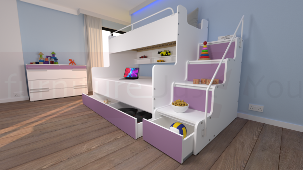 Modern Tripe Double Bunk Bed Solid Storage Bed Child Youth Small Single Small Double Sleeping Surfaces Boy Girl Bedroom "MAX 3M" - Image 15