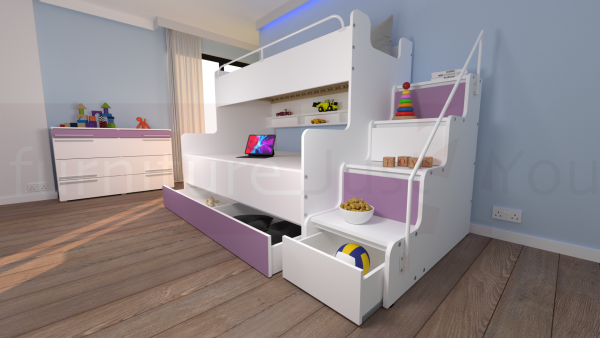 Modern Tripe Double Bunk Bed Solid Storage Bed Child Youth Small Single Small Double Sleeping Surfaces Boy Girl Bedroom "MAX 3M" - Image 5