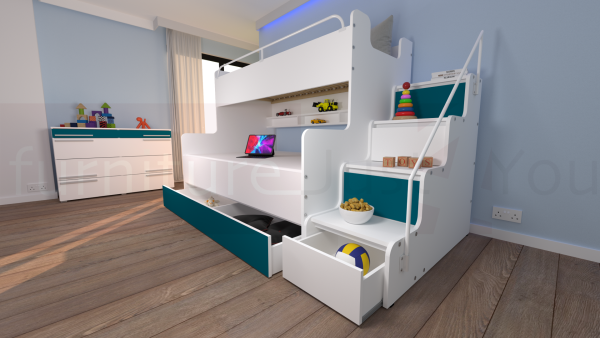 Modern Tripe Double Bunk Bed Solid Storage Bed Child Youth Small Single Small Double Sleeping Surfaces Boy Girl Bedroom "MAX 3M" - Image 3