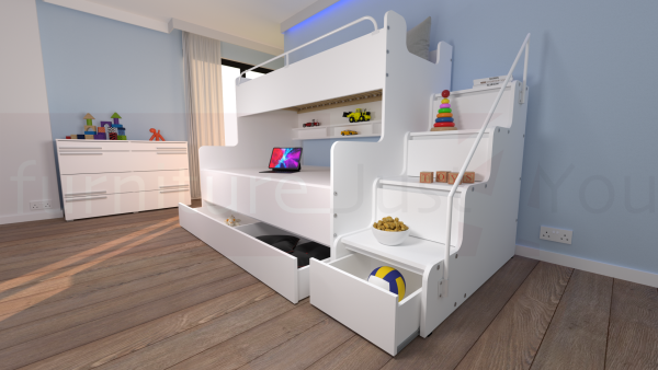 Modern Tripe Double Bunk Bed Solid Storage Bed Child Youth Small Single Small Double Sleeping Surfaces Boy Girl Bedroom "MAX 3M" - Image 11