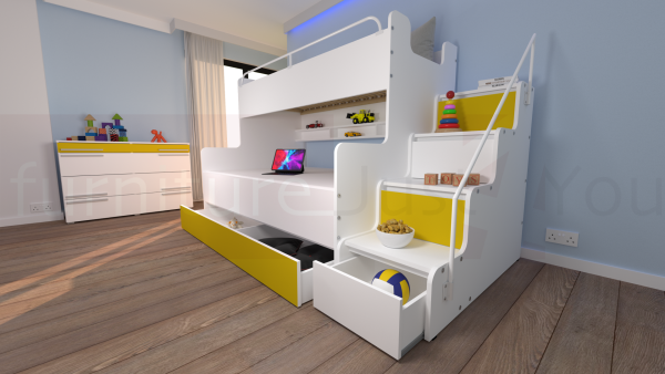 Modern Tripe Double Bunk Bed Solid Storage Bed Child Youth Small Single Small Double Sleeping Surfaces Boy Girl Bedroom "MAX 3M" - Image 2