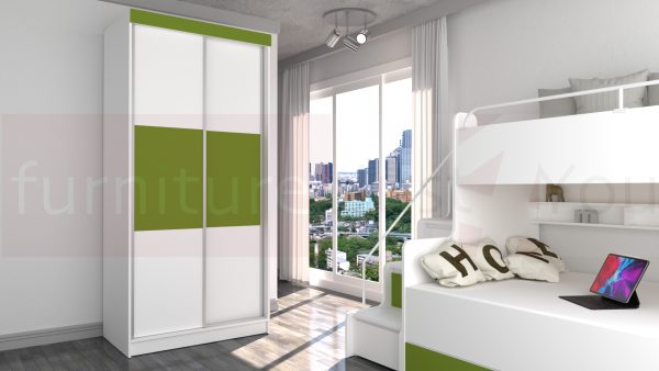 Modern Storage Solid Wardrobe Bedroom Living Room Child Youth Sliding Doors Led Lighting "Paris M 125 CM" - Image 3