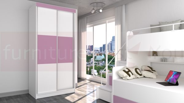 Modern Storage Solid Wardrobe Bedroom Living Room Child Youth Sliding Doors Led Lighting "Paris M 125 CM" - Image 5