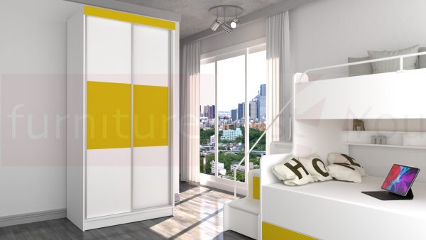 Modern Storage Solid Wardrobe Bedroom Living Room Child Youth Sliding Doors Led Lighting "Paris M 125 CM" - Image 8