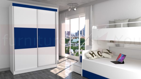 Modern Storage Solid Wardrobe Bedroom Living Room Child Youth Sliding Doors Led Lighting "Paris M 150 CM" - Image 3