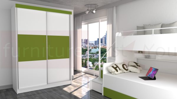 Modern Storage Solid Wardrobe Bedroom Living Room Child Youth Sliding Doors Led Lighting "Paris M 150 CM" - Image 4