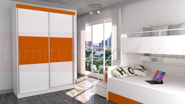 Modern Storage Solid Wardrobe Bedroom Living Room Child Youth Sliding Doors Led Lighting "Paris M 150 CM" - Image 6