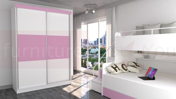 Modern Storage Solid Wardrobe Bedroom Living Room Child Youth Sliding Doors Led Lighting "Paris M 150 CM" - Image 7