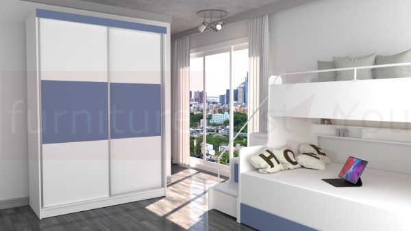 Modern Storage Solid Wardrobe Bedroom Living Room Child Youth Sliding Doors Led Lighting "Paris M 150 CM" - Image 8