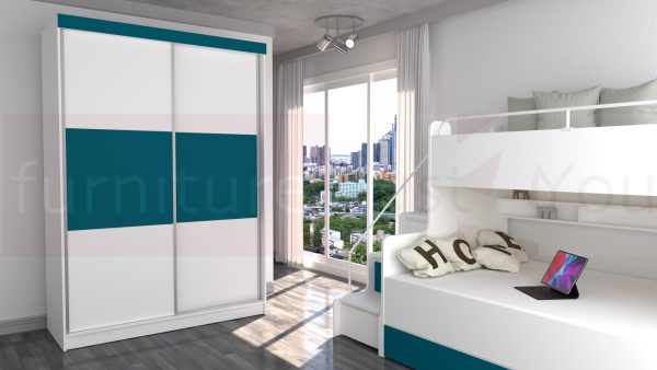 Modern Storage Solid Wardrobe Bedroom Living Room Child Youth Sliding Doors Led Lighting "Paris M 150 CM" - Image 8