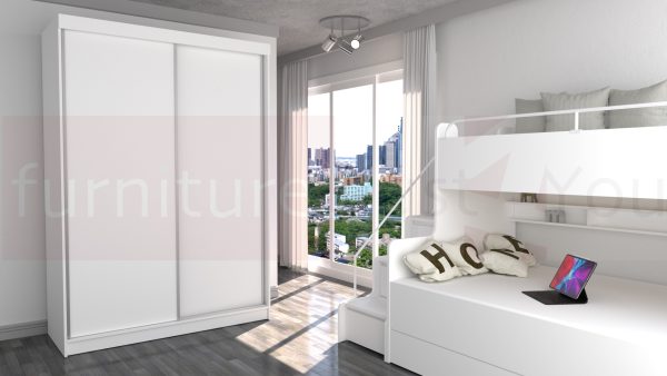 Modern Storage Solid Wardrobe Bedroom Living Room Child Youth Sliding Doors Led Lighting "Paris M 150 CM" - Image 10