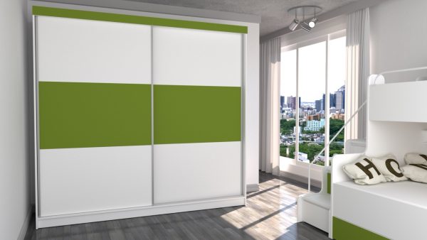 Modern Storage Solid Wardrobe Bedroom Living Room Child Youth Sliding Doors Led Lighting "Paris M 230 CM" - Image 4