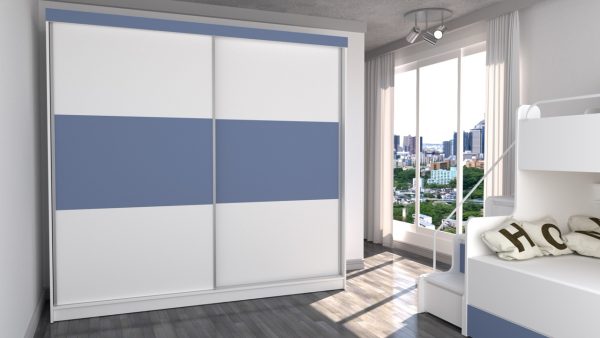 Modern Storage Solid Wardrobe Bedroom Living Room Child Youth Sliding Doors Led Lighting "Paris M 230 CM"