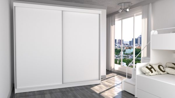 Modern Storage Solid Wardrobe Bedroom Living Room Child Youth Sliding Doors Led Lighting "Paris M 230 CM" - Image 9